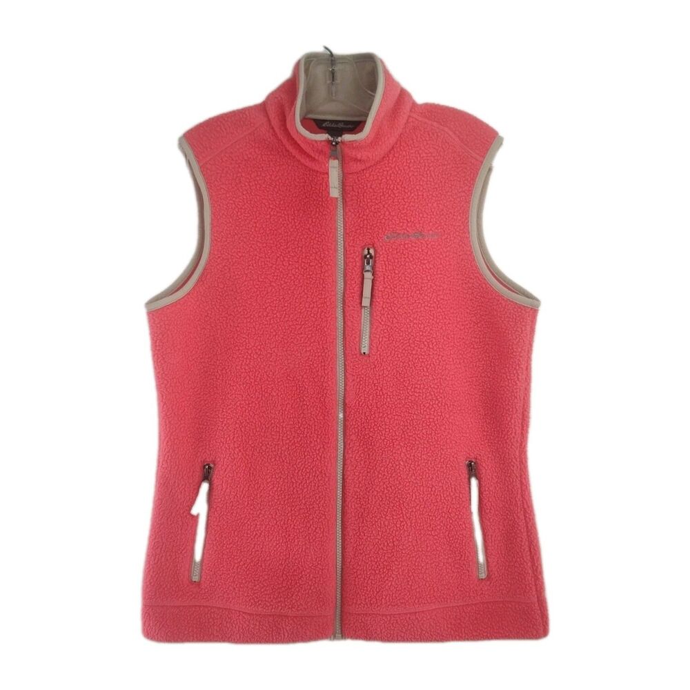 Eddie Bauer‎ Fleece Full-Zip Vest Women's Size M Pink Zipped Pockets